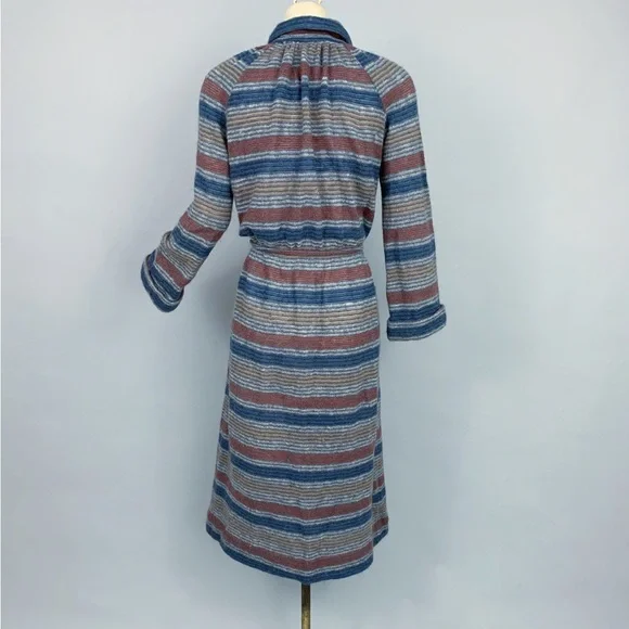 VTG Missoni 70s 80s wool stripe collared maxi dress 42 medium POCKETS - Picture 8 of 16